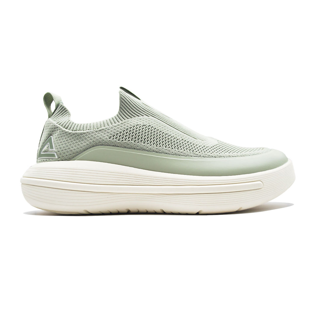 Chaussure sport homme PEAK silver green blanc canvas - vue latérale
