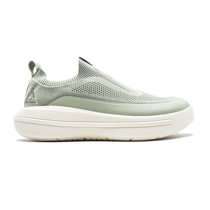 Chaussure sport homme PEAK silver green blanc canvas - vue latérale