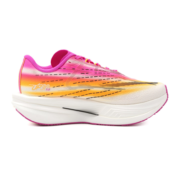 Chaussure running femme PEAK UP30 5.0 blanc violet jaune - vue de dessus