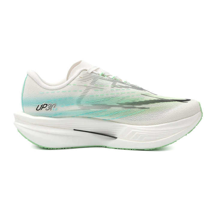 Chaussure running femme PEAK UP30 5.0 blanc vert - vue de dessus