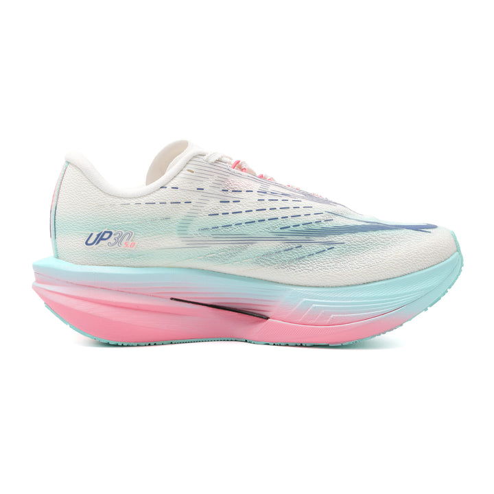 Chaussure running femme PEAK UP30 5.0 blanc rose vert - vue de dessus