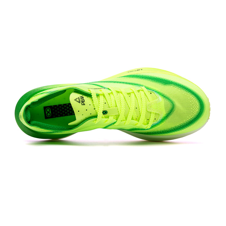 Détail de la chaussure running PEAK UP30 Pro vert fluorescent homme