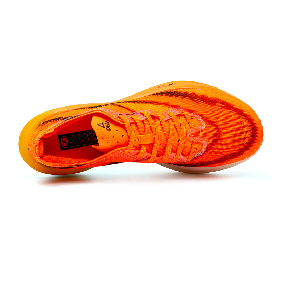 Détail de la chaussure running PEAK UP30 Pro orange fluorescent homme