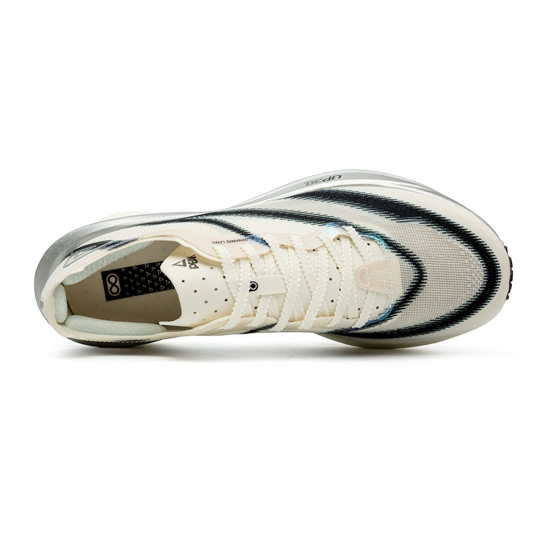 Détail de la chaussure running PEAK UP30 Pro blanc noir homme