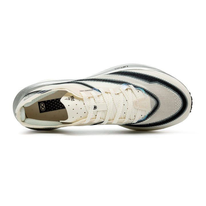 Détail de la chaussure running PEAK UP30 Pro blanc noir homme