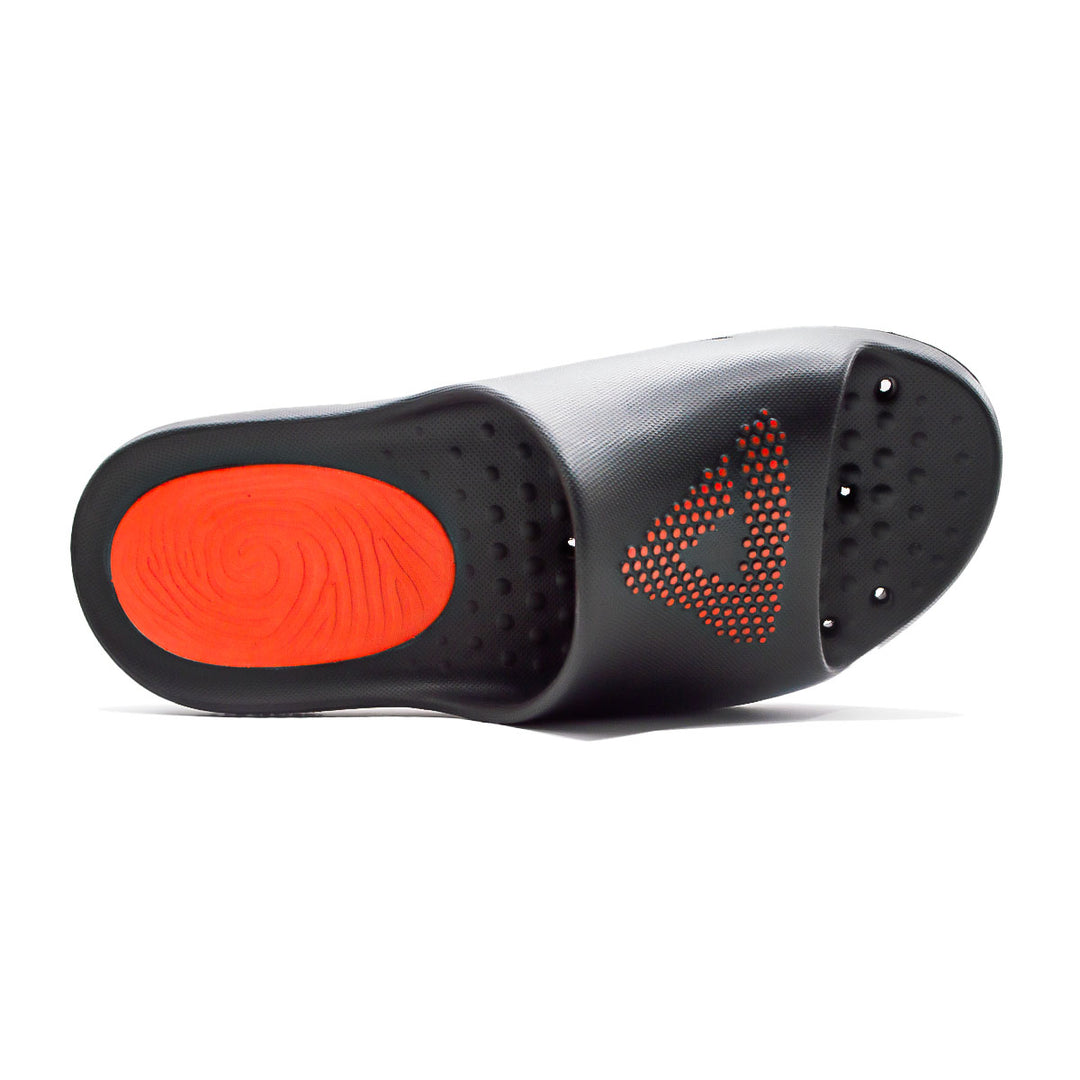 Claquette homme PEAK Taichi noir rouge orange - vue de dessus