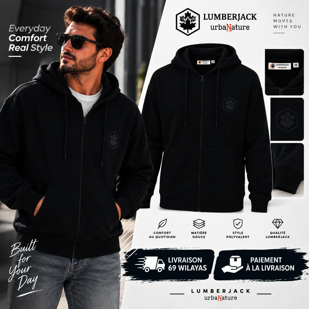 LUMBERJACK MINI PRINT LOGO ZIPPED HOODIE
