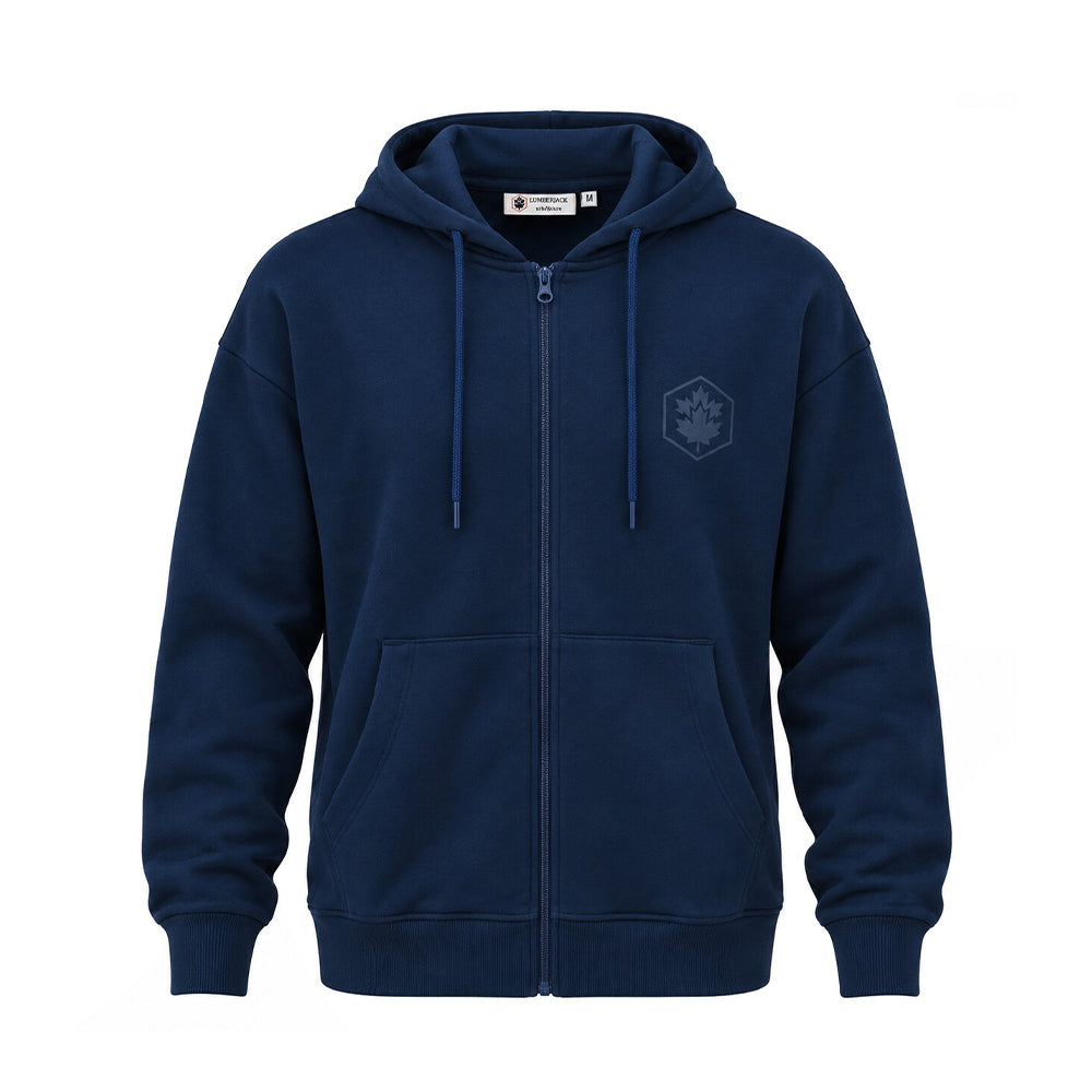 LUMBERJACK MINI PRINT LOGO ZIPPED HOODIE BLUE