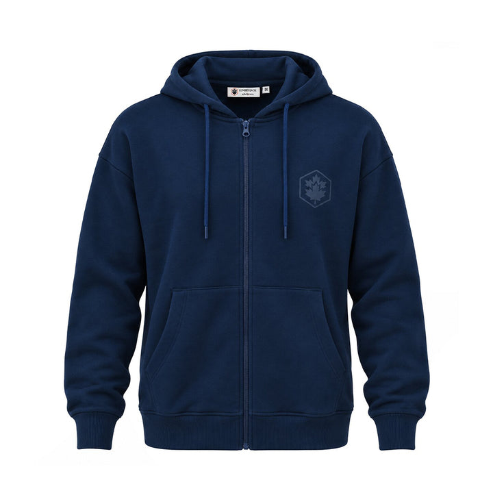 LUMBERJACK MINI PRINT LOGO ZIPPED HOODIE BLUE