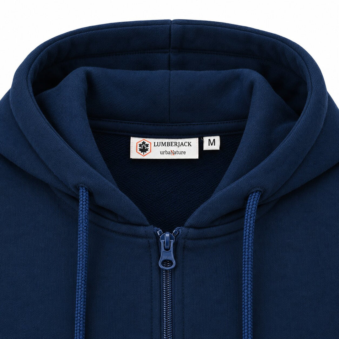 LUMBERJACK MINI PRINT LOGO ZIPPED HOODIE BLUE