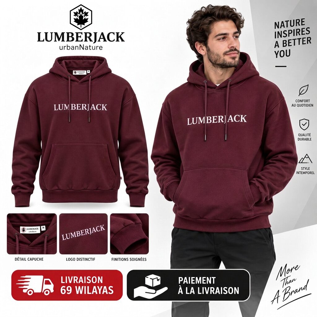 LUMBERJACK HORIZONTAL PAFF LOGO HOODIE BURGENDY