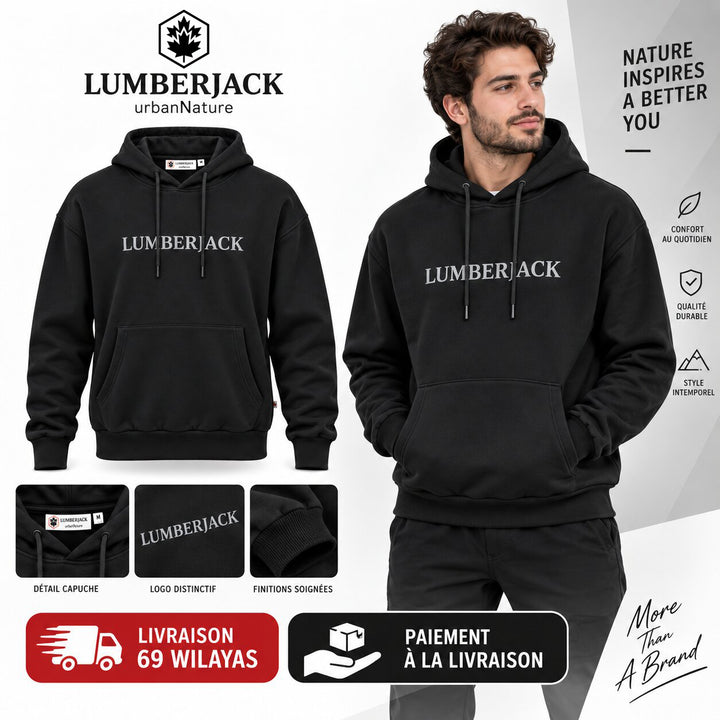 LUMBERJACK HORIZONTAL PAFF LOGO HOODIE BLACK