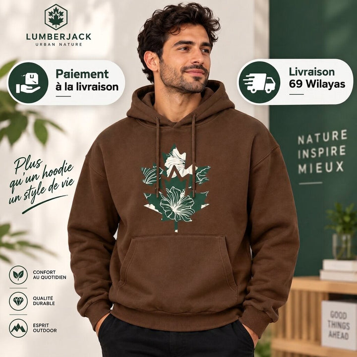 LUMBERJACK BIG CAMOUFLAGE LOGO HOODIE BROWN