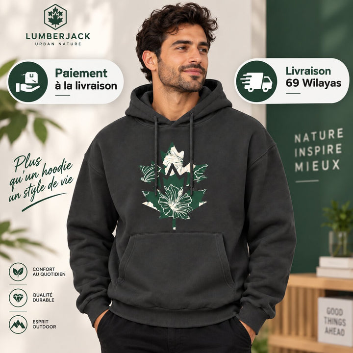 LUMBERJACK BIG CAMOUFLAGE LOGO HOODIE DARK GREY