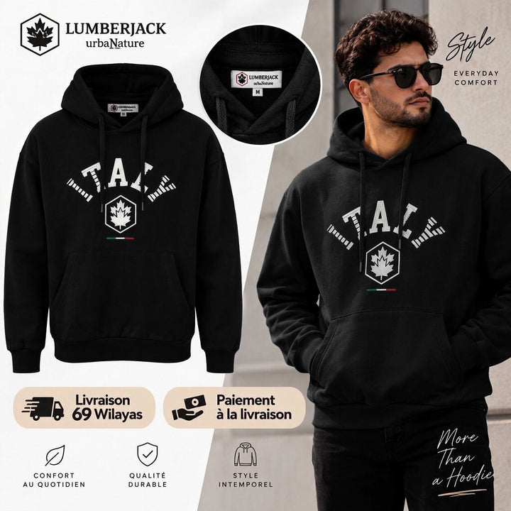 LUMBERJACK BIG ITALY LOGO HOODIE BLACK