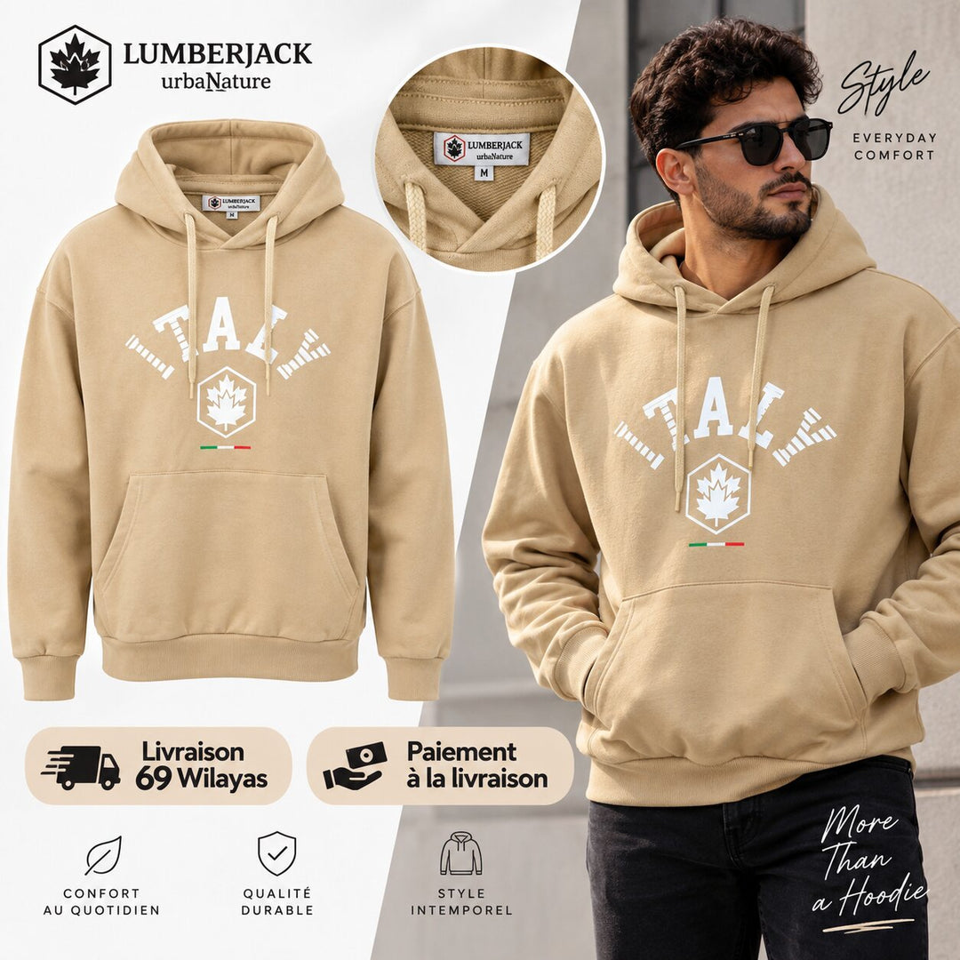 LUMBERJACK BIG ITALY LOGO HOODIE LIGHT BROWN