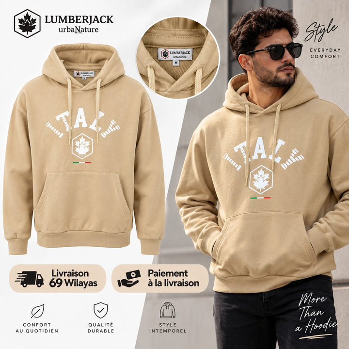 LUMBERJACK BIG ITALY LOGO HOODIE LIGHT BROWN