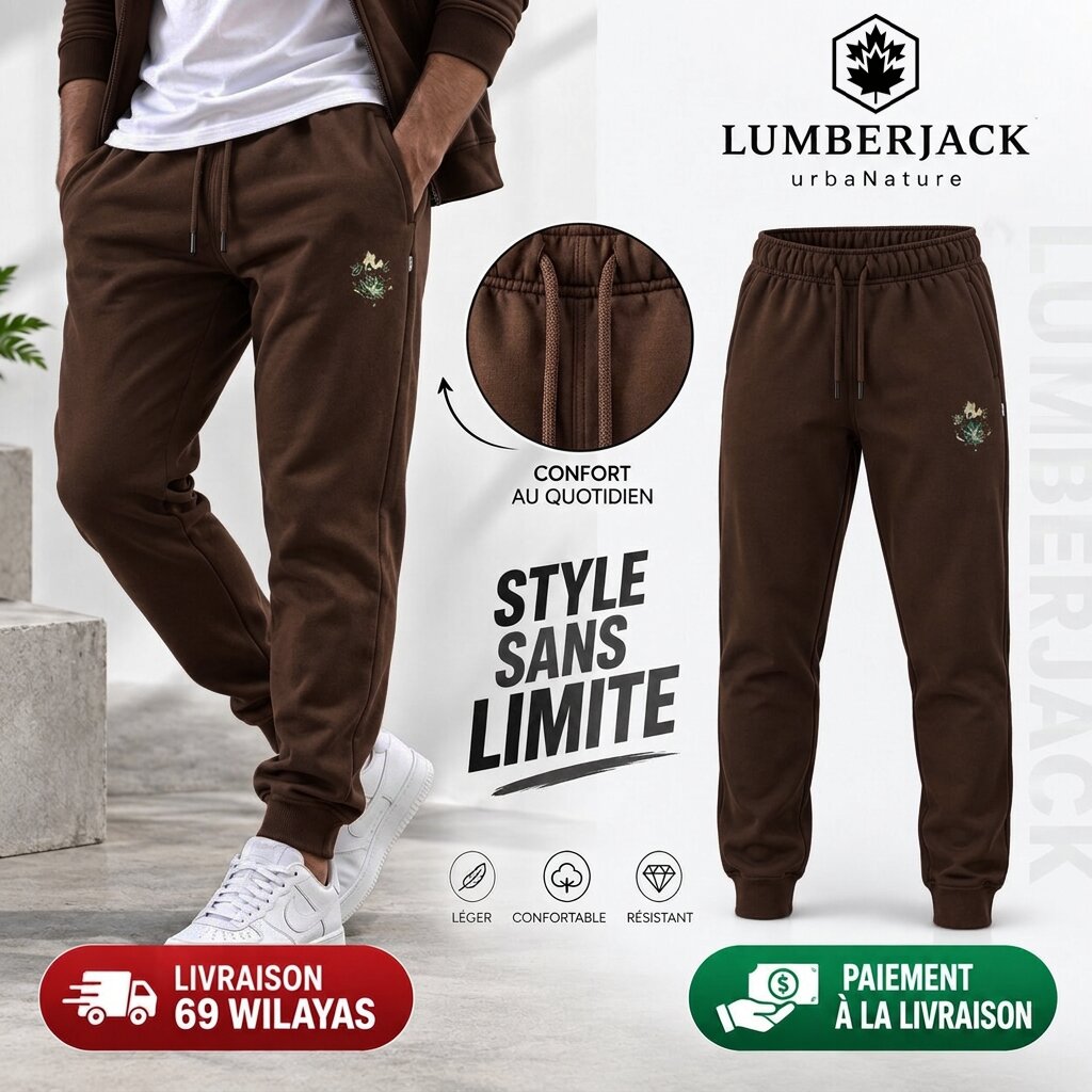 LUMBERJACK MINI PRINT CAMOUFLAGE LOGO JOGGER BROWN