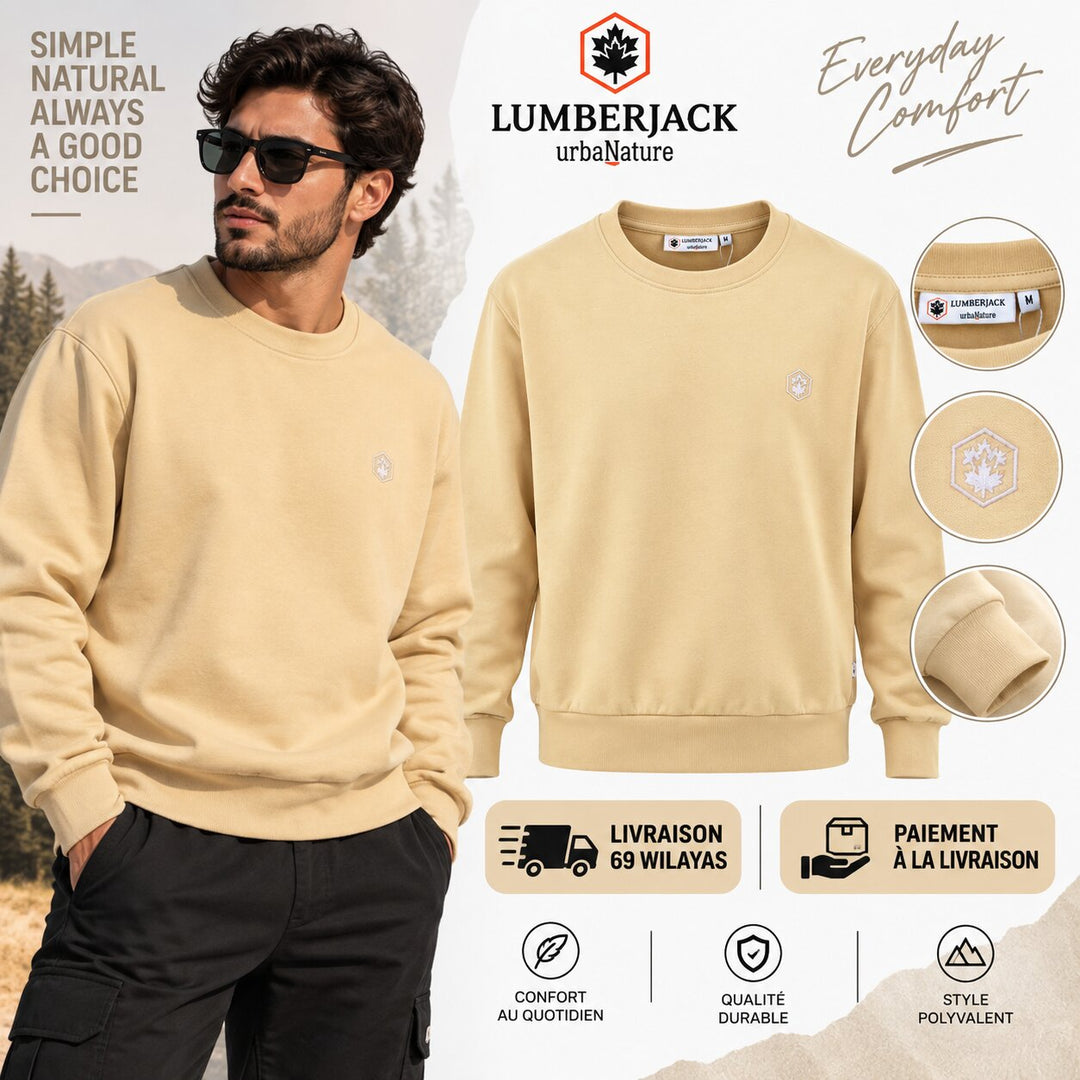 LUMBERJACK MINI EMBROIDERY LOGO SWEAT SHIRT KAKI