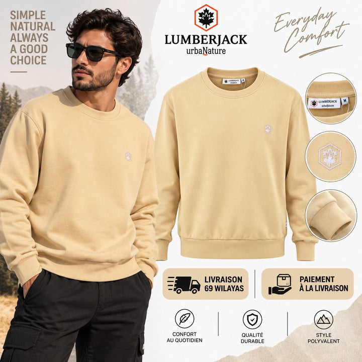 LUMBERJACK MINI EMBROIDERY LOGO SWEAT SHIRT KAKI