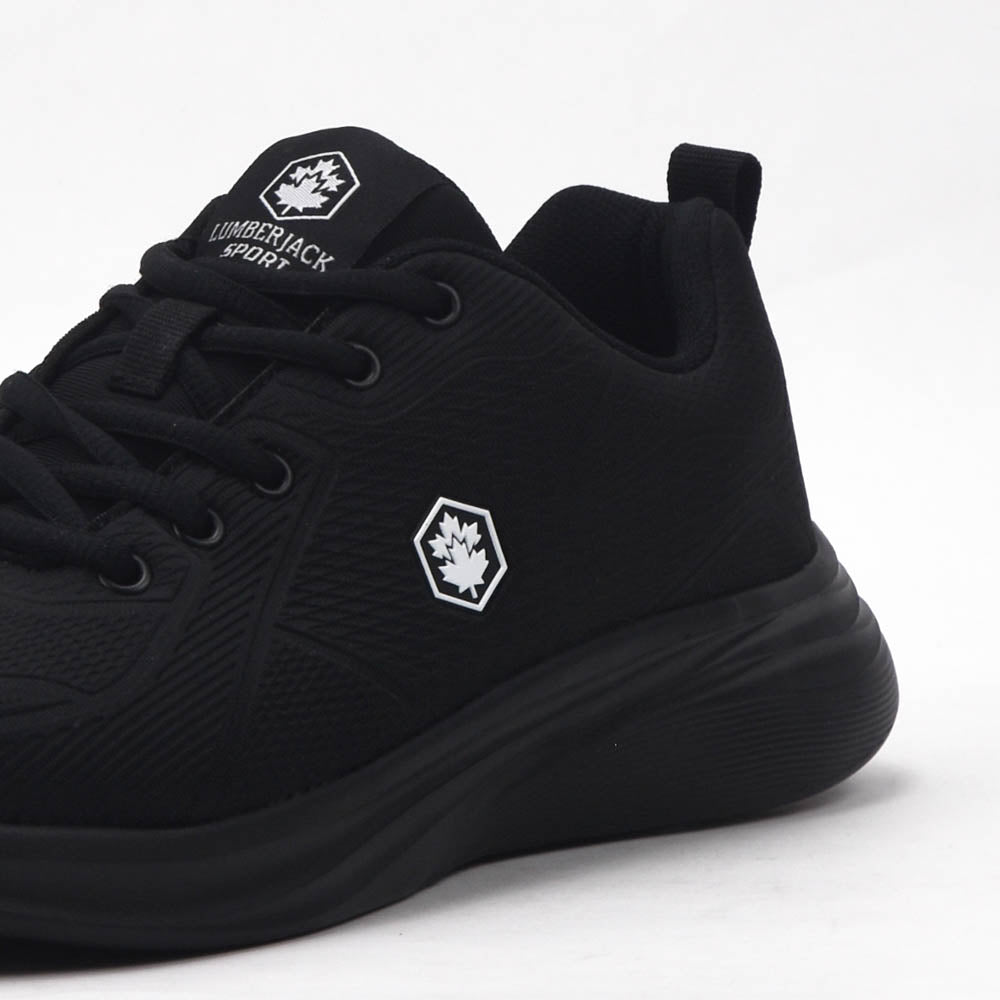 Détail matière de la basket LUMBERJACK Kineto noire femme