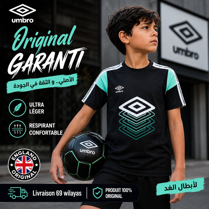 UMBRO KIDS T-SHIRT BLACK GREEN 001