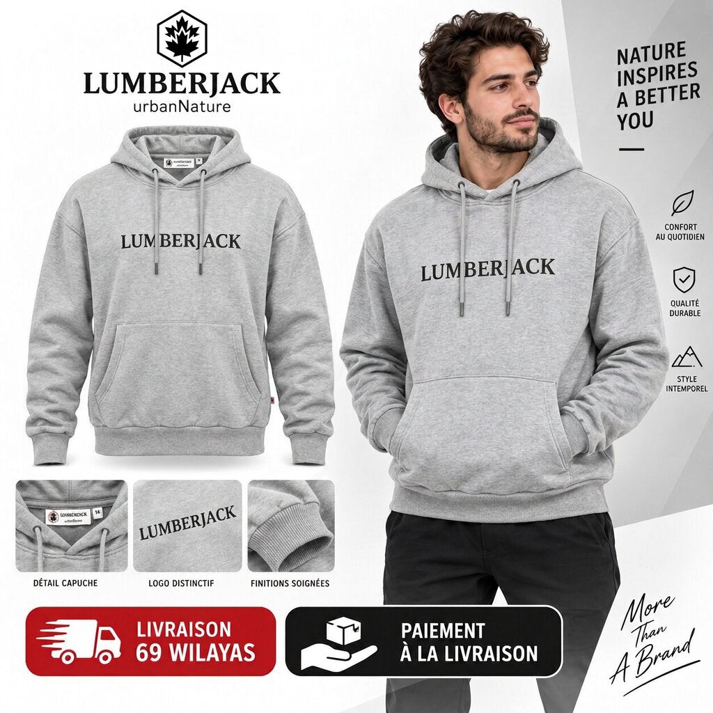 LUMBERJACK HORIZONTAL PAFF LOGO HOODIE GREY
