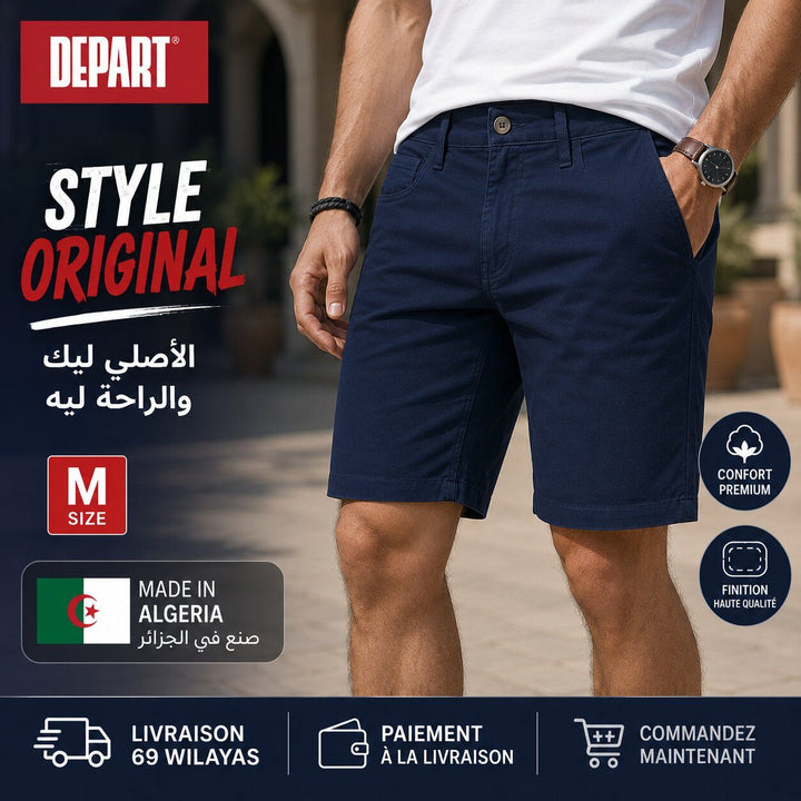 Depart Short Toile Homme Bleu Marine