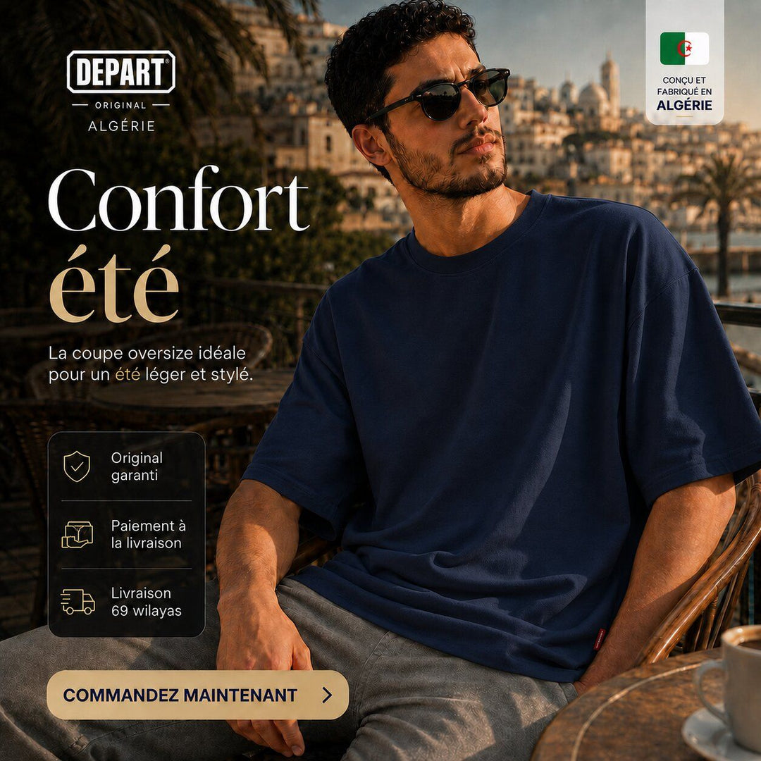 Depart T-Shirt Oversize Homme Bleu Marine