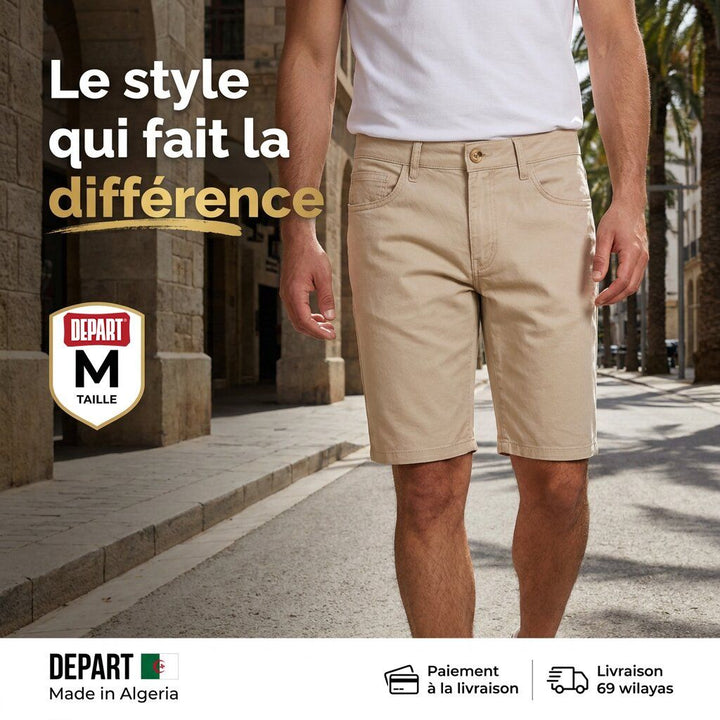 Depart Short Toile Homme Beige