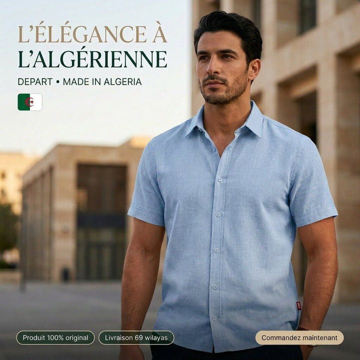 Depart Chemise en Lin Homme Bleu Ciel