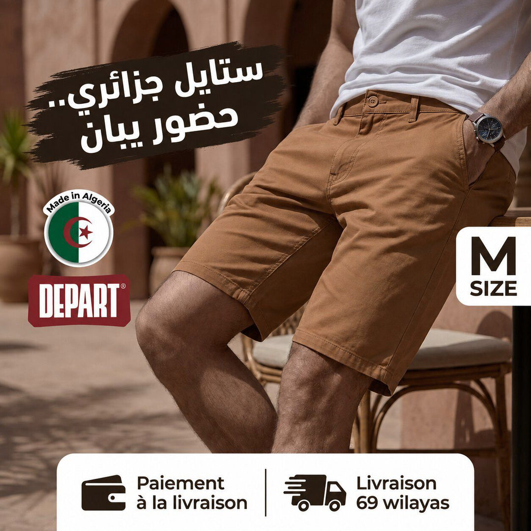 Depart Short Toile Homme Marron