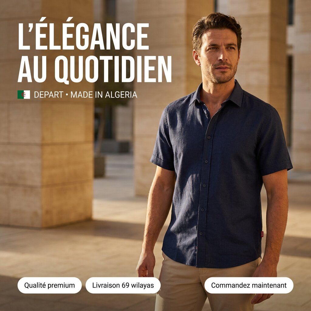 Depart Chemise en Lin Homme Bleu Marine