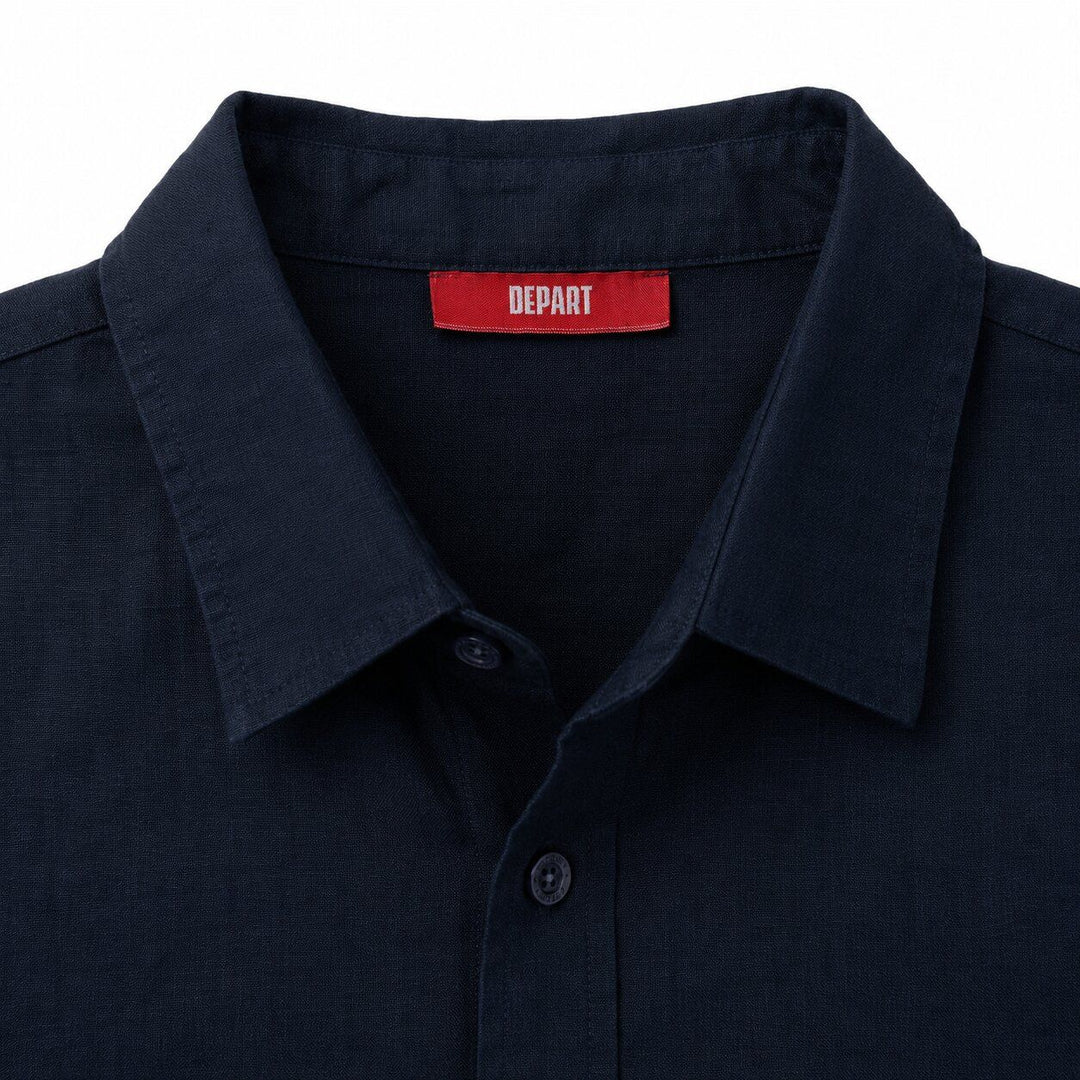 Depart Chemise en Lin Homme Bleu Marine