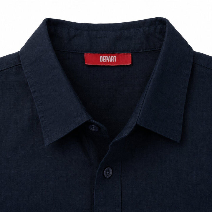 Depart Chemise en Lin Homme Bleu Marine