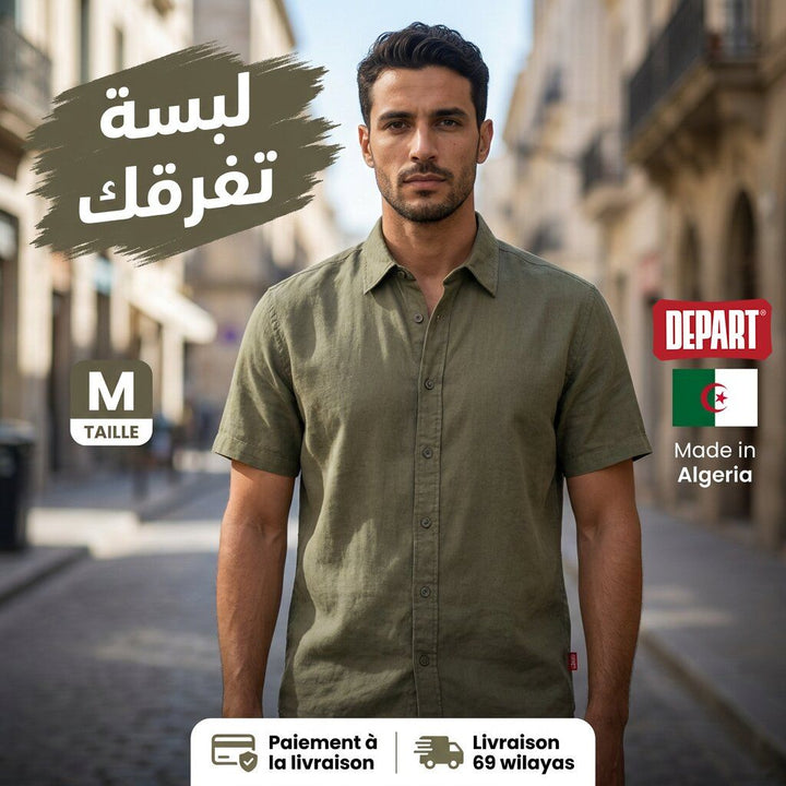 Depart Chemise en Lin Homme Kaki