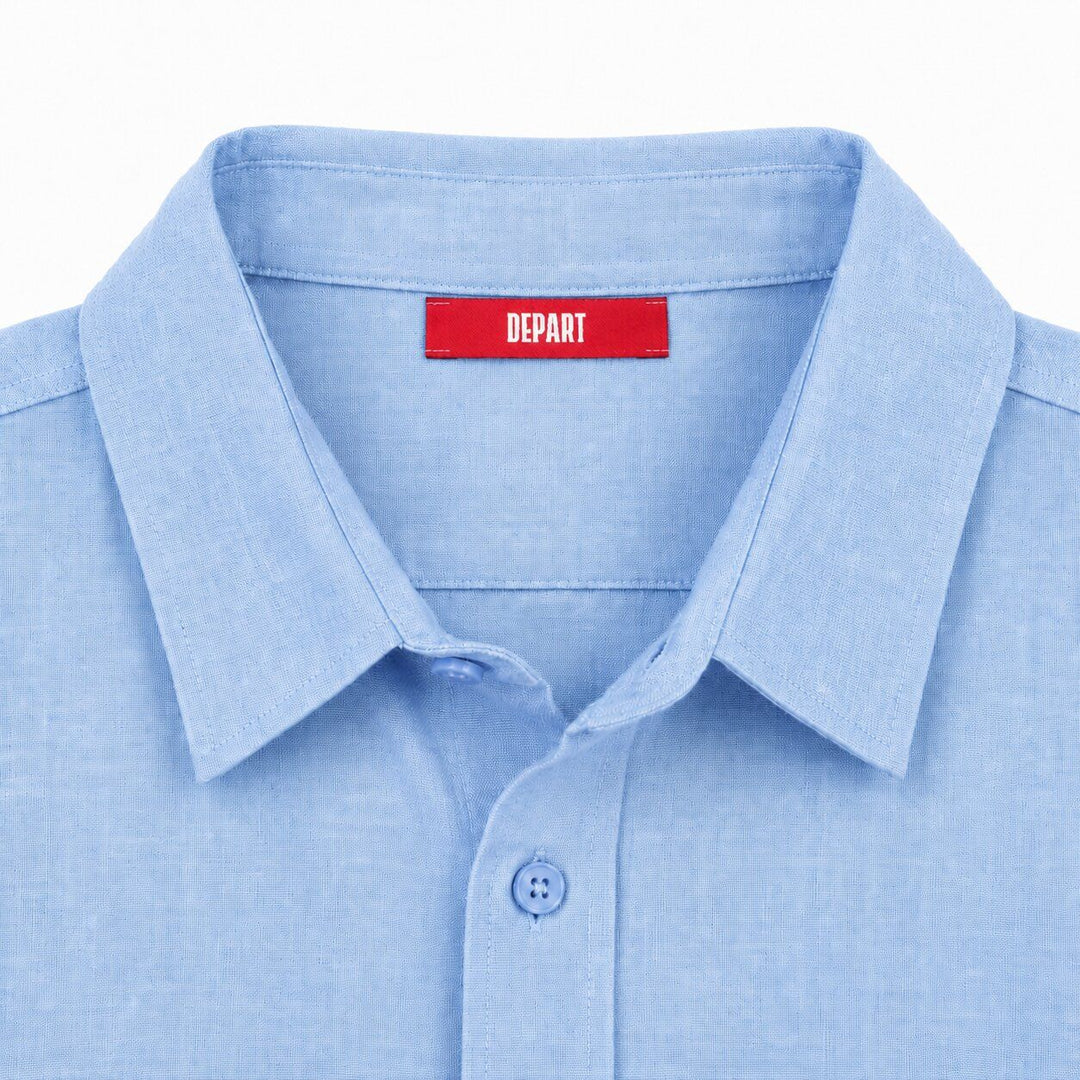 Depart Chemise en Lin Homme Bleu Ciel