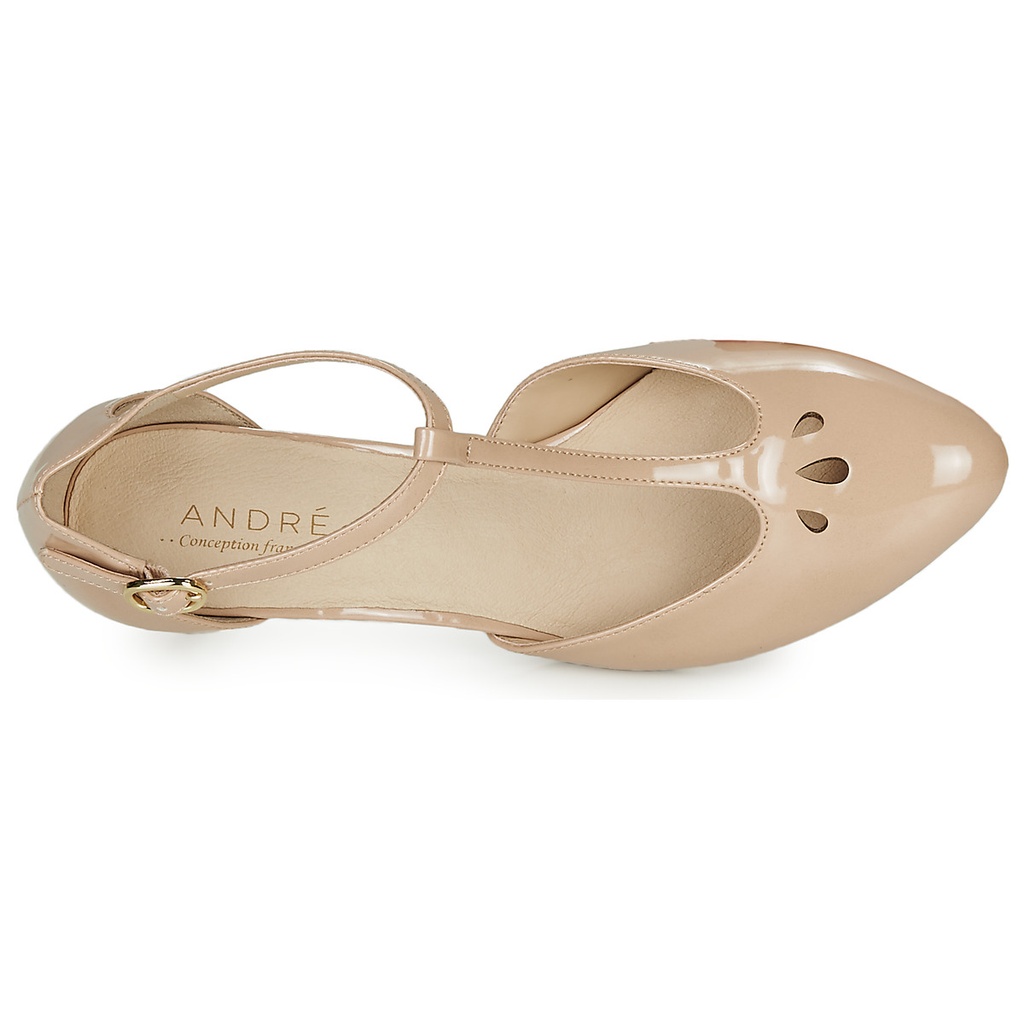 Andre Escarpins Femme Falbalette Cuir Nude