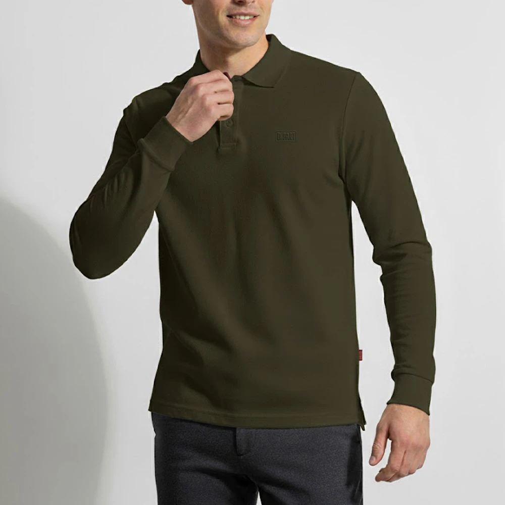 Depart Polo A Manches Hommes Kaki