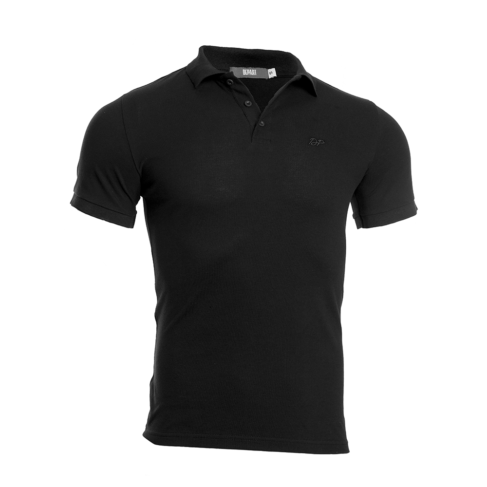 Depart Polo Shirt Homme
 Regular Noir 100% Coton
