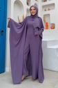 Ensemble Combinaison et Abaya avec Châle Violet