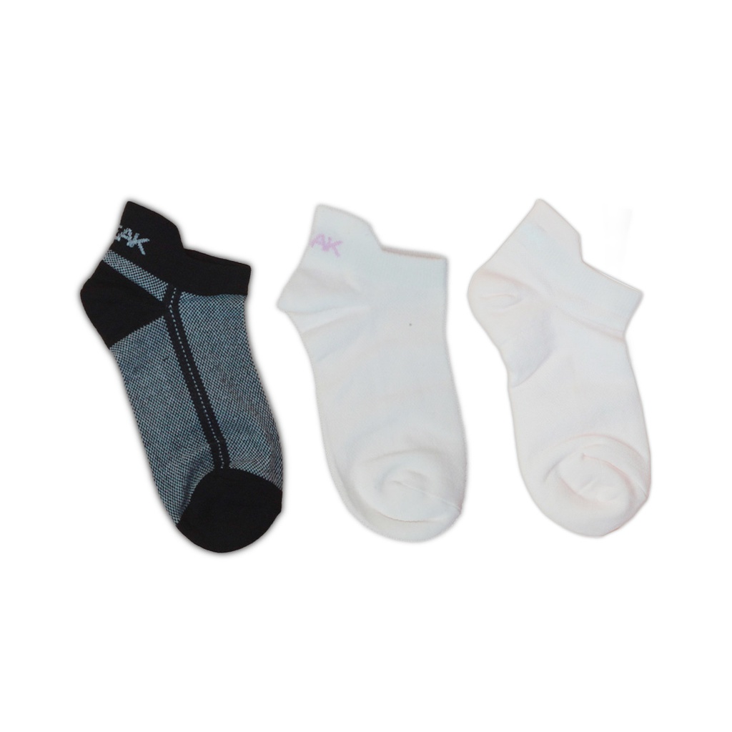 Peak Low Cut Socks  (3 In 1) White/Black