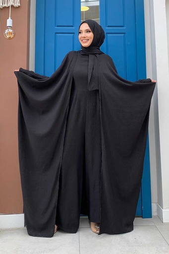 Ensemble Combinaison et Abaya avec Châle Noir