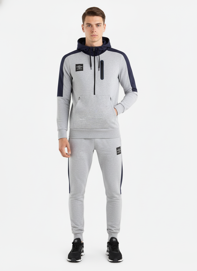 Umbro Tracksuit Terrace Half Zip Hoodie And Terrace Jogger Light Grey Marl / Peacoat